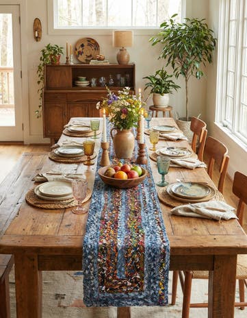 1' 2 x 8' Handmade Braided Chindi Table Runner Rug