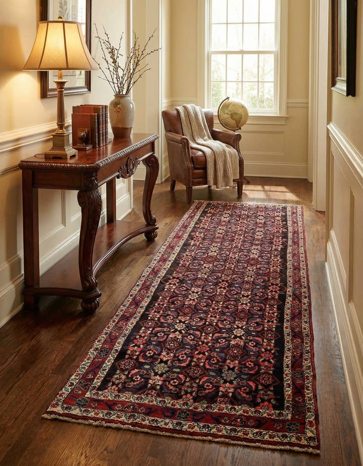 Detail image of 3' 6 x 10' 2  Hand Knotted Hossainabad Persian Wool Runner Rug