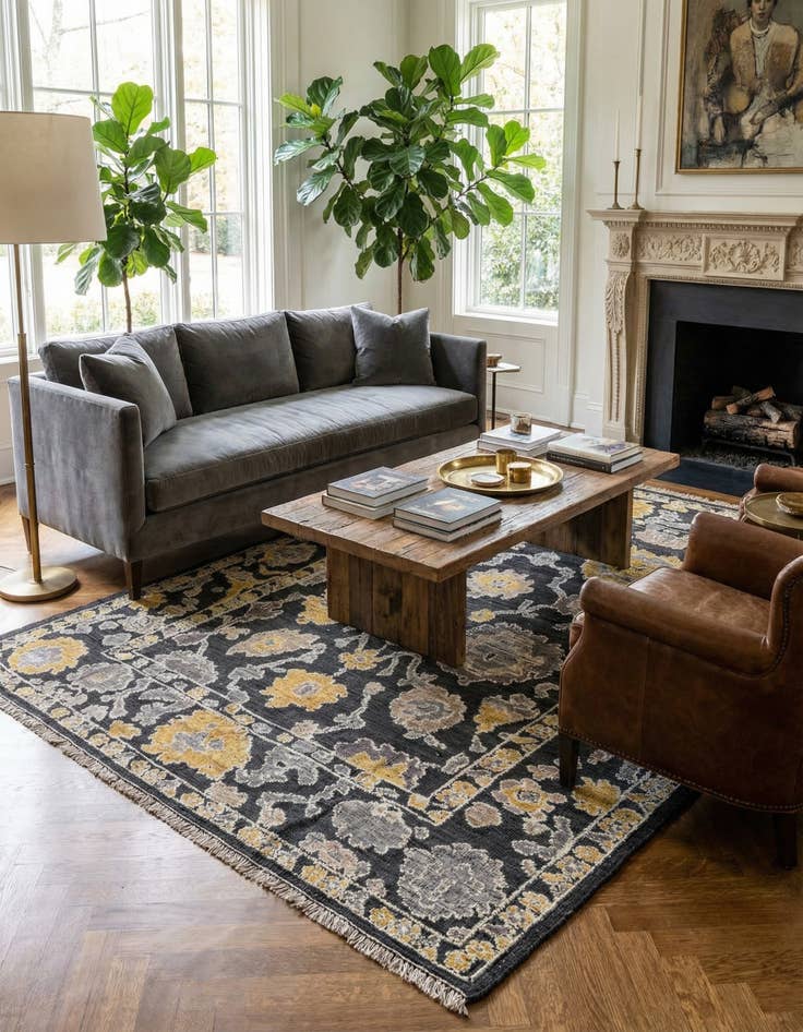 Detail image of  8' x 10' 4  Hand Knotted Oushak Wool Rug