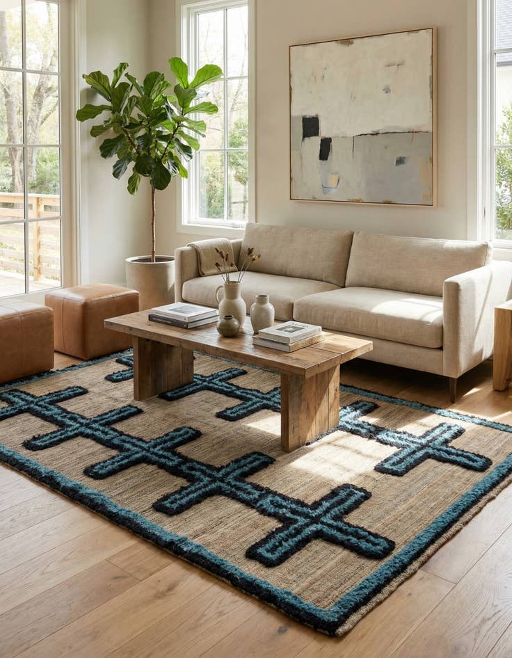 Detail image of 4' 10 x 7' 1  Hand Knotted Darya Wool Rug