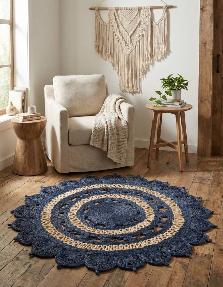 Detail image of 4' 1 x 4' 1  Hand Braided Jute Round Rug