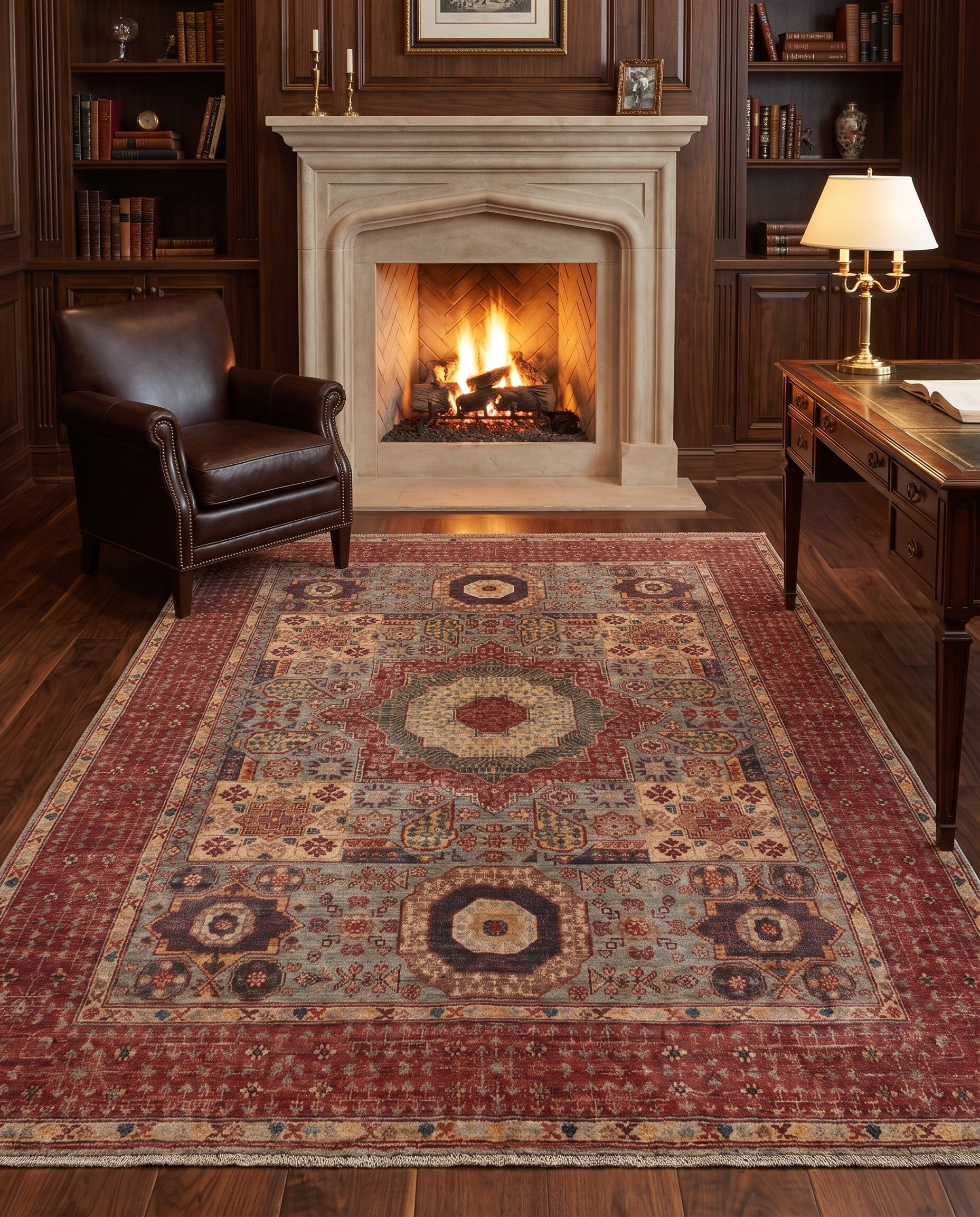 5' 1 x 6' 8 Hand Knotted Mamluk Ziegler Rug