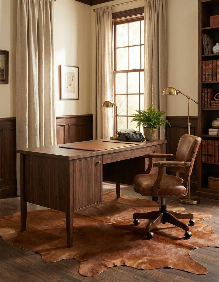 Detail image of 5' 11 x 6' 3 Cowhide Leather Square Rug