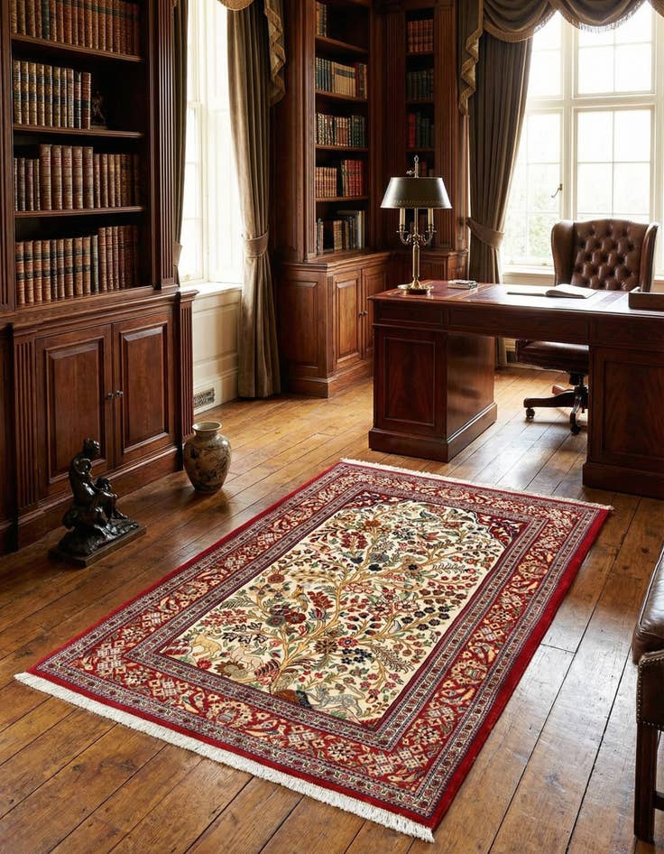 Detail image of 3' 3 x 4' 10  Hand Knotted Qom Persian Rug