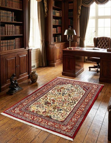 3' 3 x 4' 10 Hand Knotted Qom Persian Rug