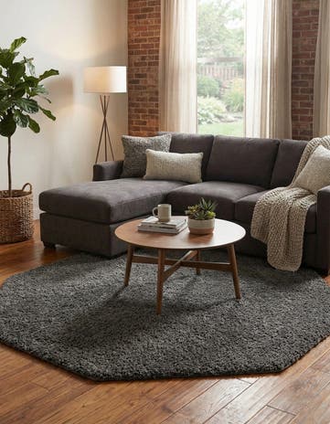 Dark Gray Everyday Shag Octagon Rug