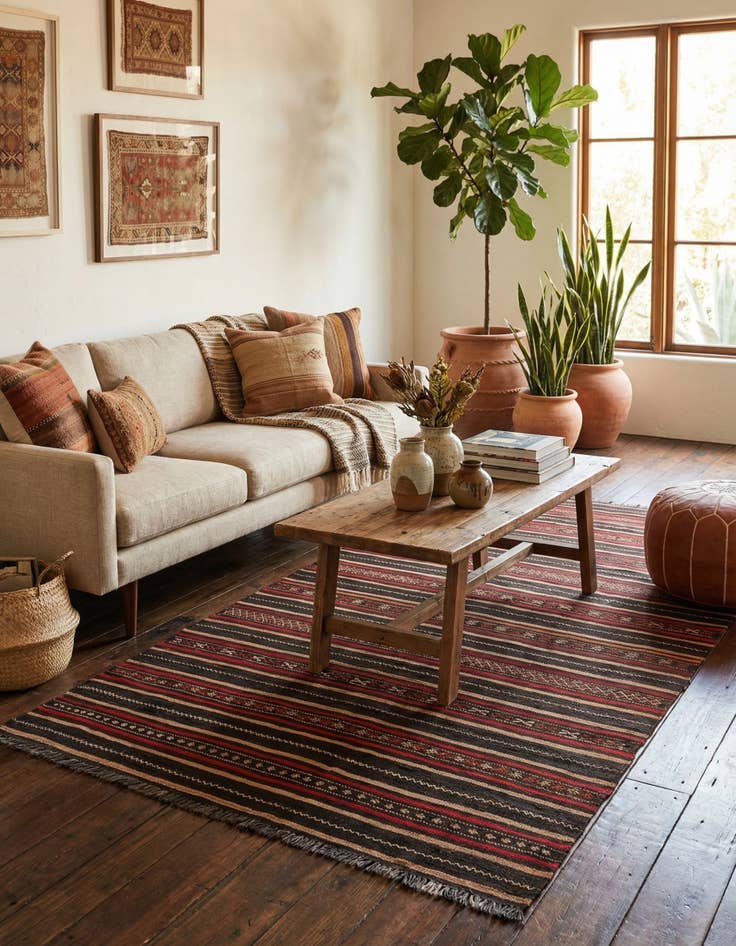 Detail image of 4' 5 x 9' 10  Hand Woven Kilim Fars Wool Runner Rug