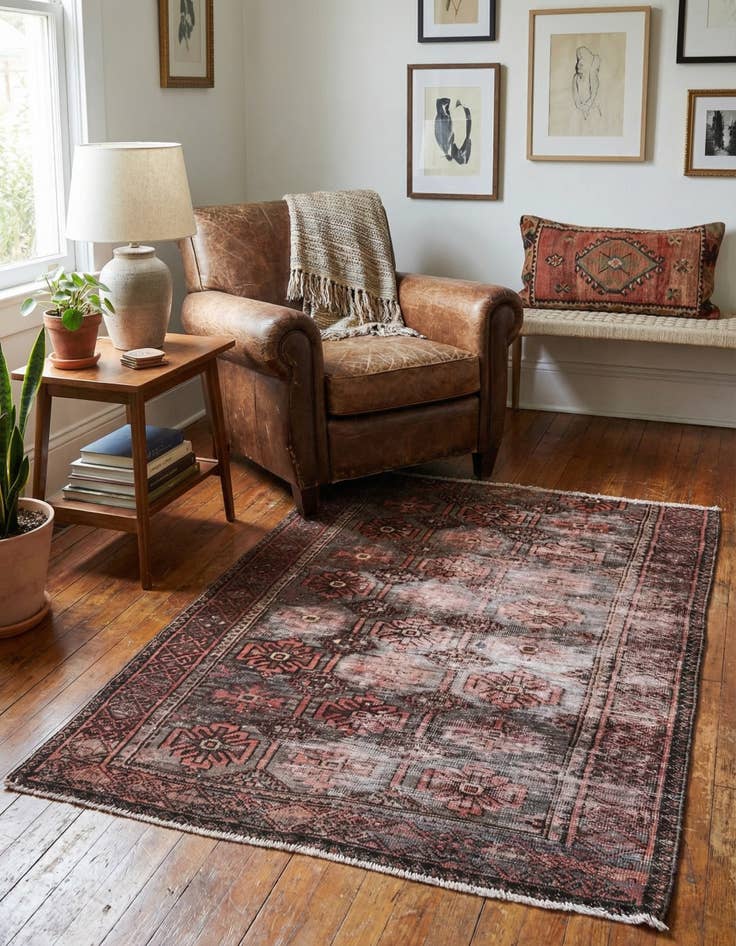 Detail image of 3' 5 x 4' 10  Hand Knotted Ultra Vintage Persian Wool Rug