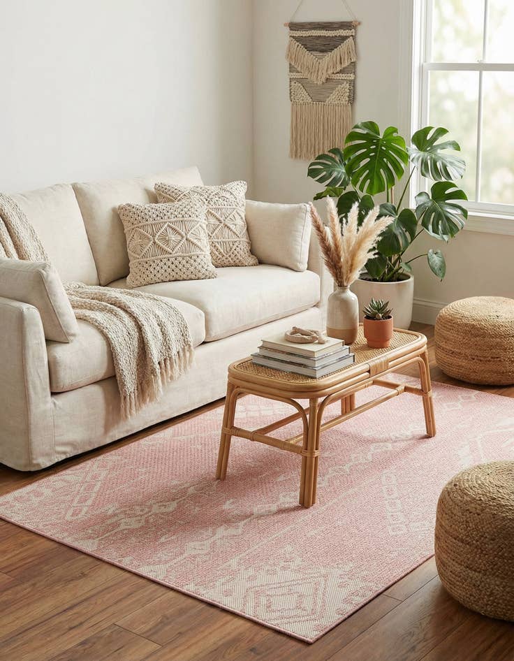 Detail image of 4' x 6'  Washable Bohemian Indoor / Outdoor Rug