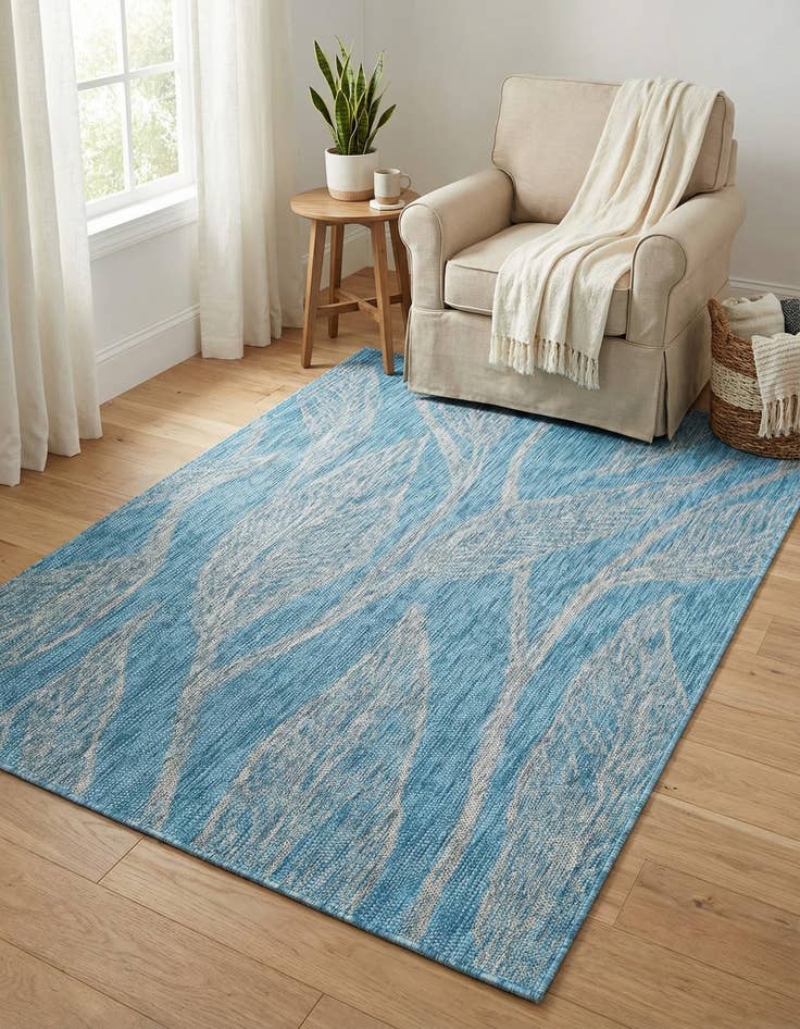 Detail image of 4' x 6' Easy-Clean Botanical Indoor / Outdoor Rug