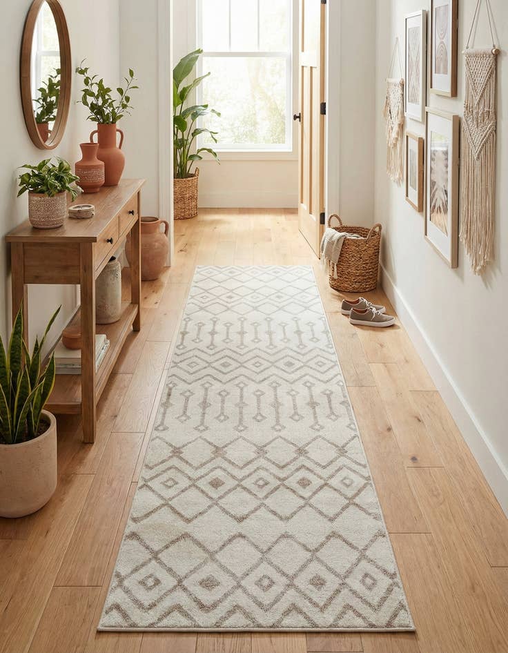 Detail image of 2' 7 x 10' Bohemian Trellis Runner Rug