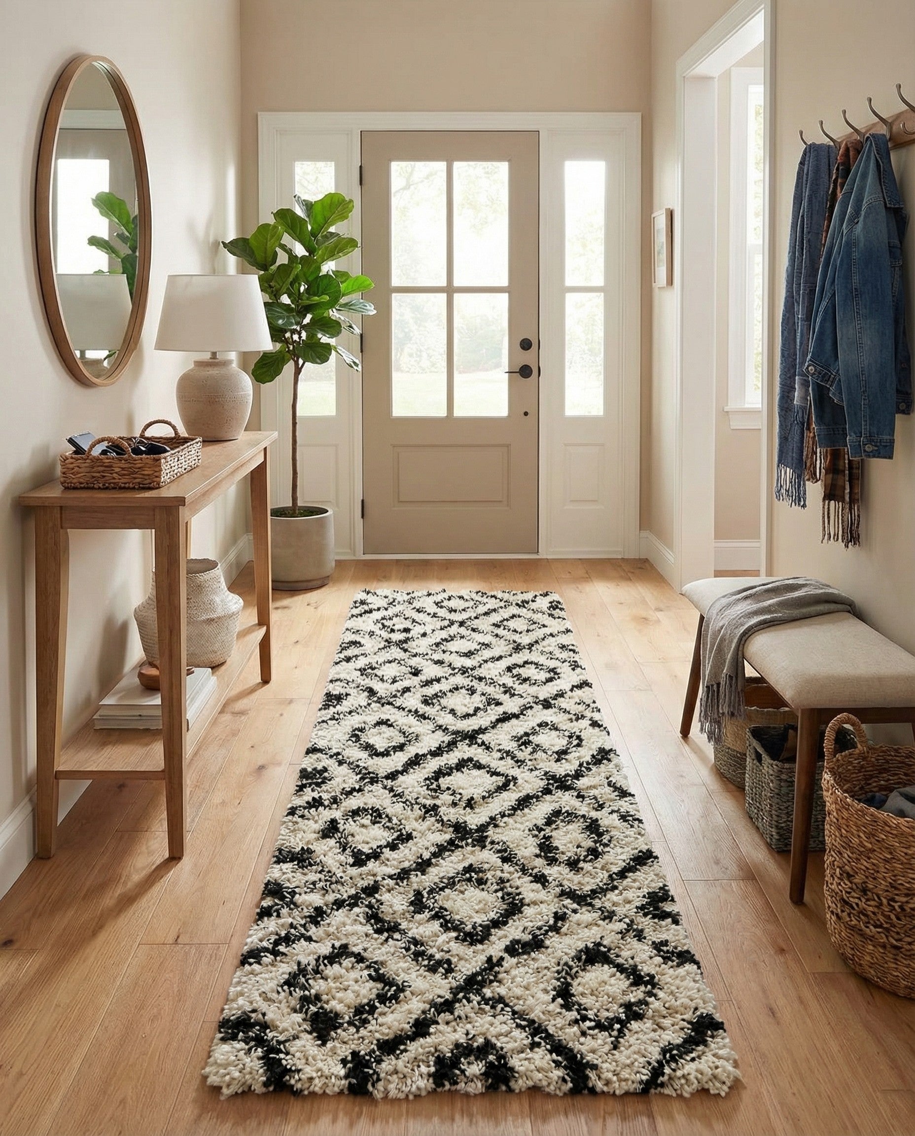  2' 7 x 12' Lattice Shag Runner Rug
