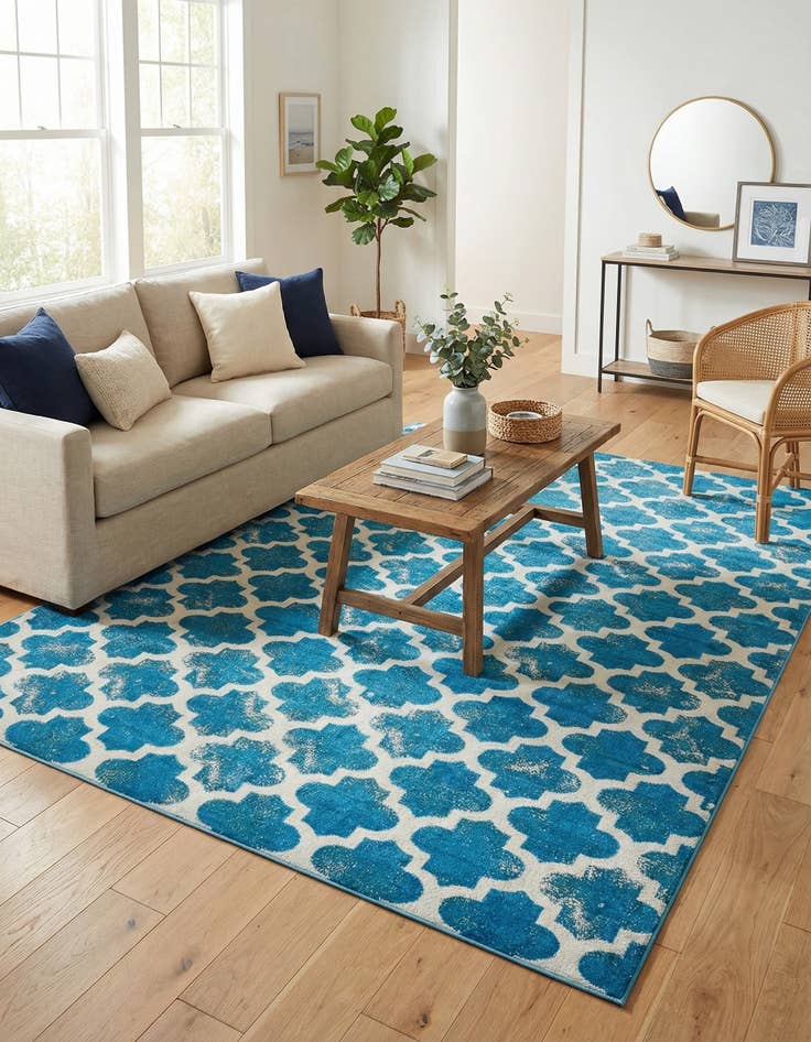 Detail image of 9' x 12' 2  Washable Trellis Indoor / Outdoor Rug