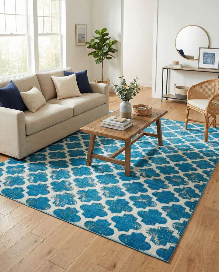 9' x 12' 2 Easy-Clean Lattice Indoor / Outdoor Rug