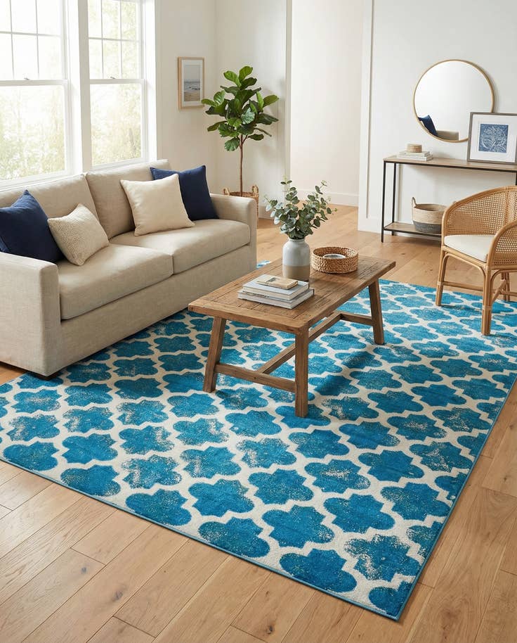 Detail image of 9' x 12' 2 Easy-Clean Trellis Indoor / Outdoor Rug