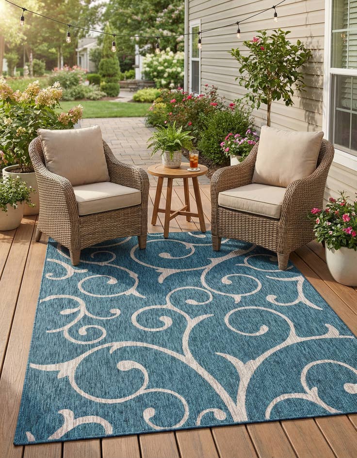 Detail image of 6' x 9' Easy-Clean Botanical Indoor / Outdoor Rug
