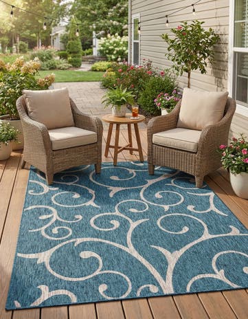 6' x 9' Easy-Clean Botanical Indoor / Outdoor Rug