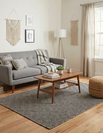4' 1 x 6' 1 Hand Woven Geo Trellis Flatweave Rug