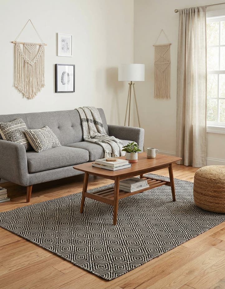 4' 1 x 6' 1 Hand Woven Geo Trellis Flatweave Rug