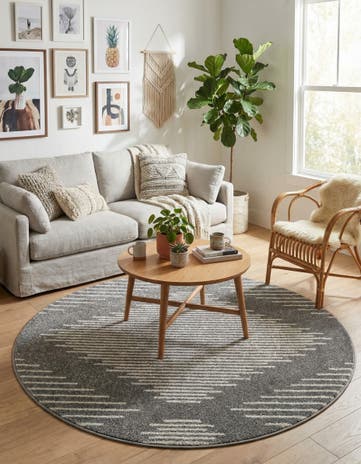 Gray and Ivory Kai Round Rug