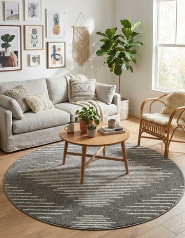 Gray and Ivory Kai Round Rug
