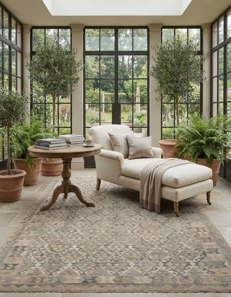 Detail image of 6' 9 x 9' 8  Hand Woven Kilim Maymana Wool Rug