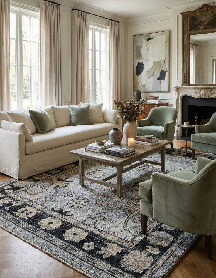 Detail image of 8' 3 x 10' 4  Hand Knotted Oushak Wool Rug