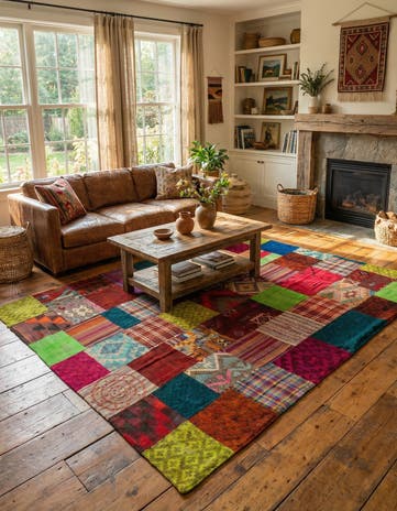 6' 6 x 9' 10 Hand Woven Kilim Patchwork Wool Rug