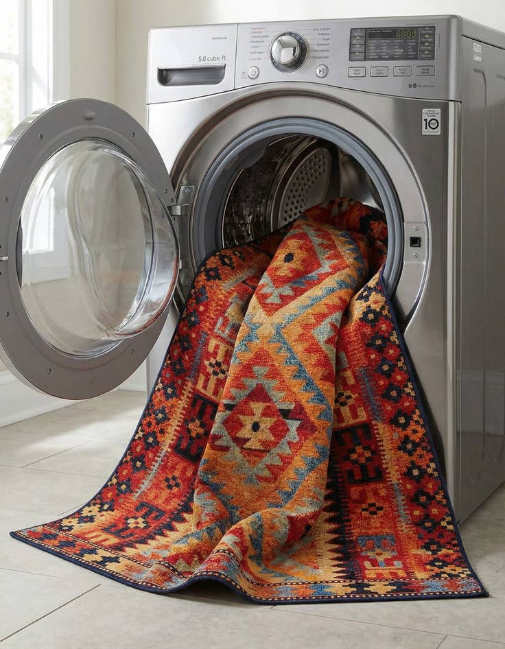 Detail image of 5' 3 x 8'  Washable Tribal Indoor / Outdoor Rug