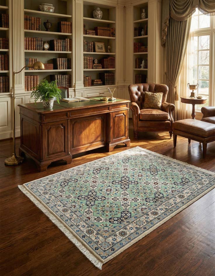 Detail image of  3' 2 x 4' 3  Hand Knotted Nain Persian Rug