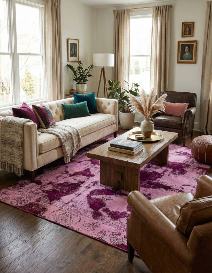 Detail image of 5' 9 x 9'  Hand Knotted Ultra Vintage Persian Wool Rug