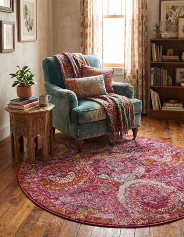 Pink Santiago Round Rug