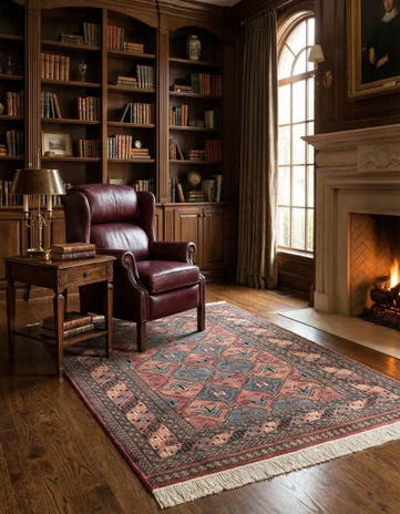 4' 3 x 5' 11 Hand Knotted Bokhara Oriental Wool Rug
