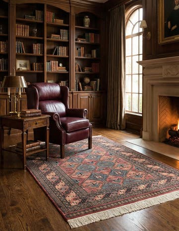 4' 3 x 5' 11 Hand Knotted Bokhara Oriental Wool Rug