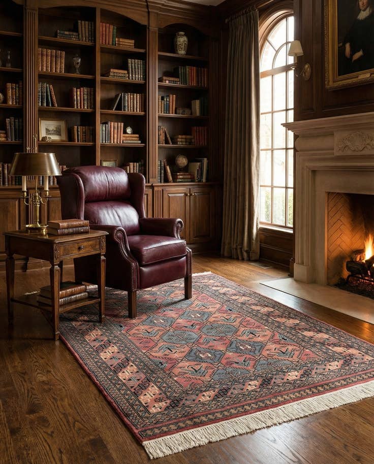 Detail image of 4' 3 x 5' 11 Hand Knotted Bokhara Oriental Wool Rug