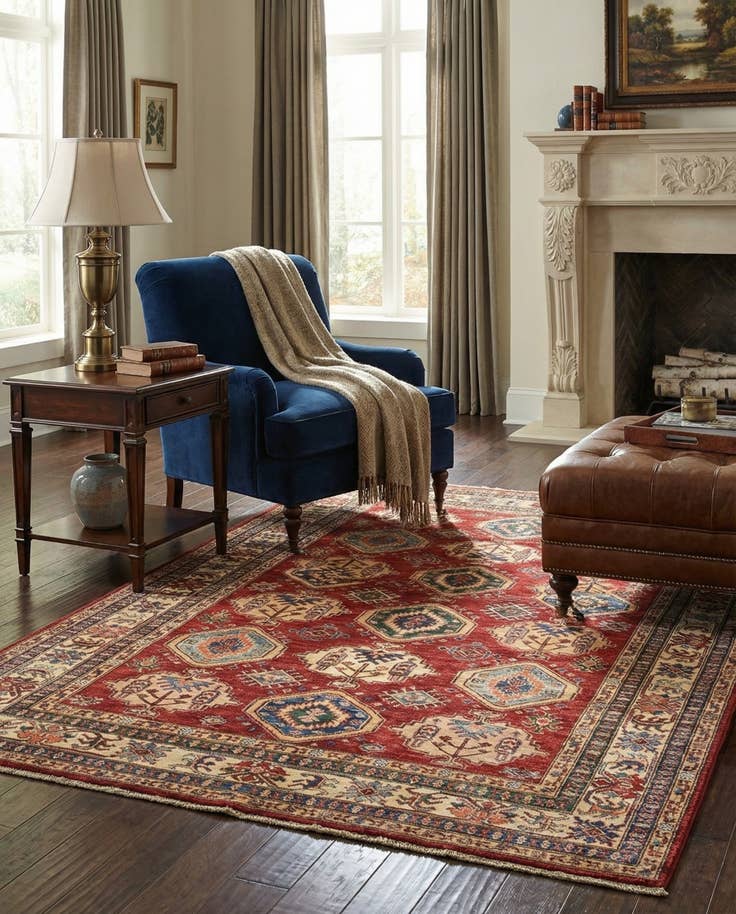 Detail image of 5' 9 x 8' 2 Hand Knotted Kazak Oriental Rug