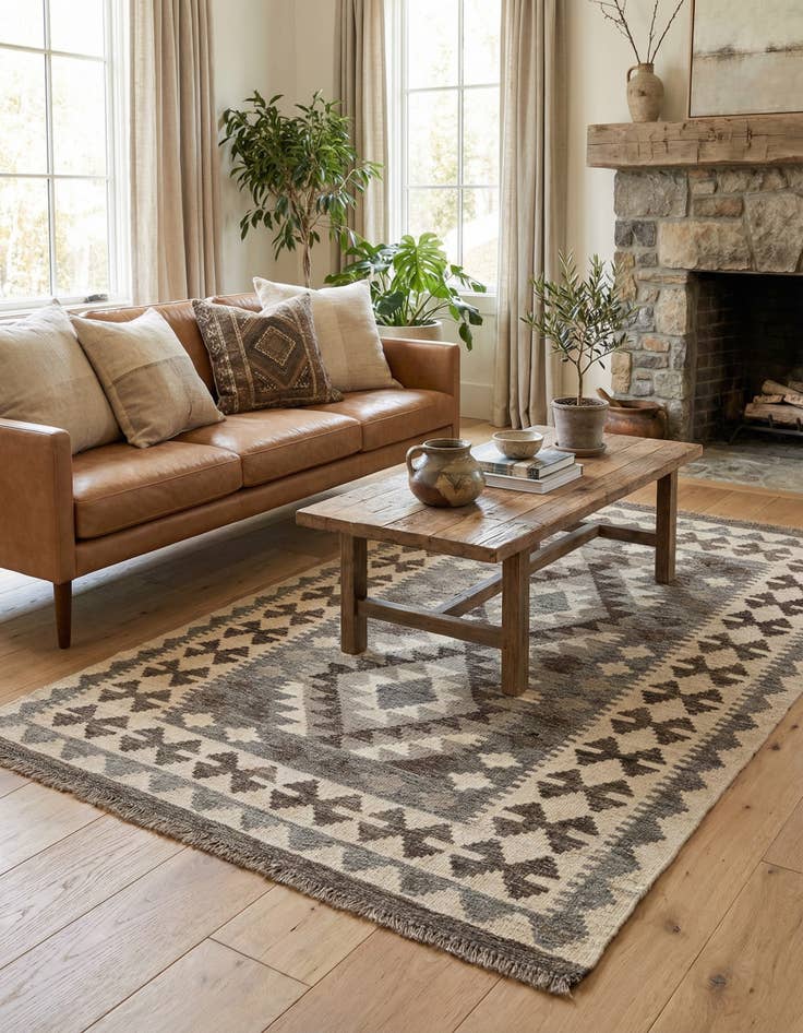 Detail image of 3' 3 x 4' 11  Hand Woven Kilim Maymana Wool Rug