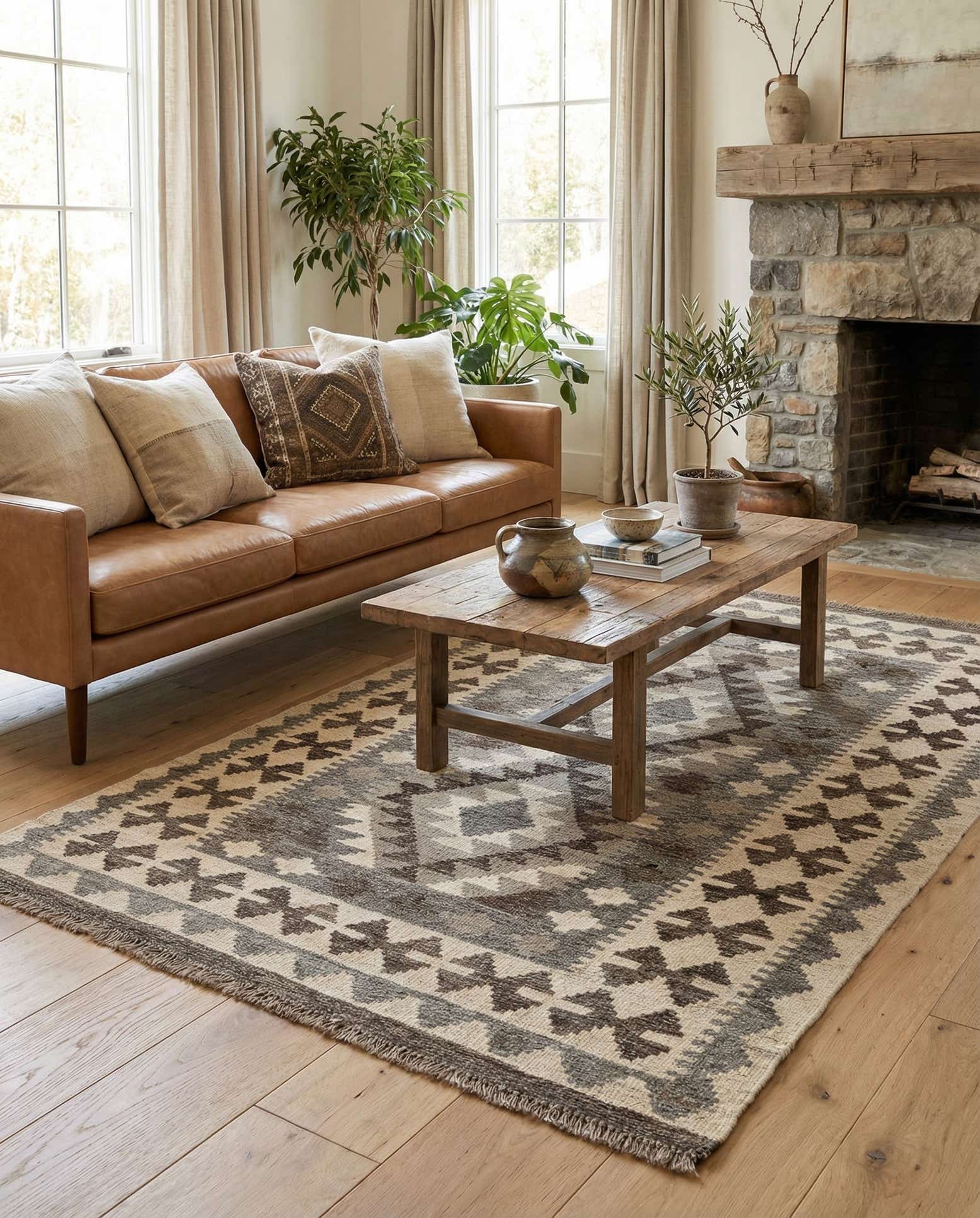3' 3 x 4' 11 Hand Woven Kilim Maymana Wool Rug