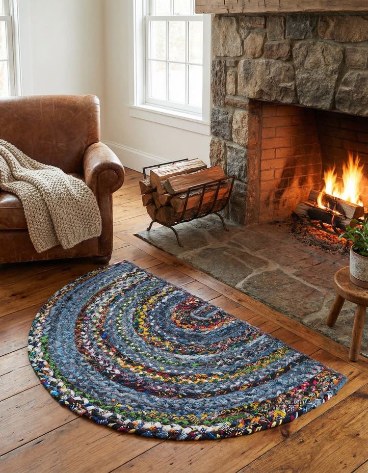 2' 2 x 3' 7 Handmade Braided Chindi Hearth Rug
