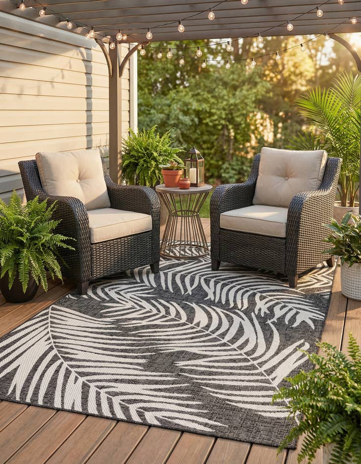 Detail image of 4' x 6'  Washable Botanical Indoor / Outdoor Rug