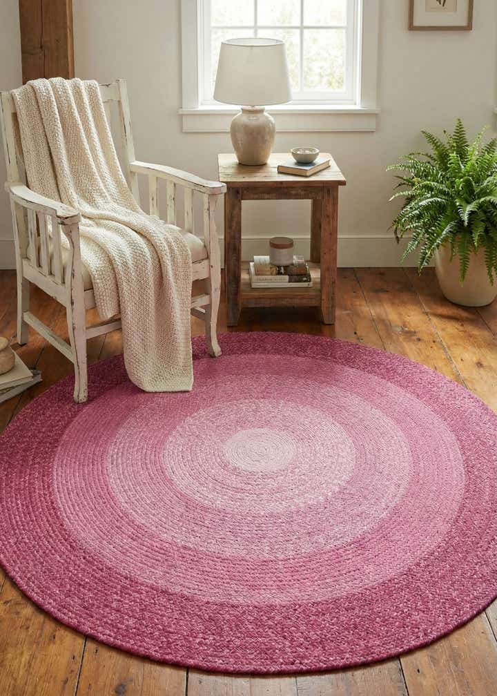5' 1 x 5' 1 Handmade Hand Braided Wool Round Rug