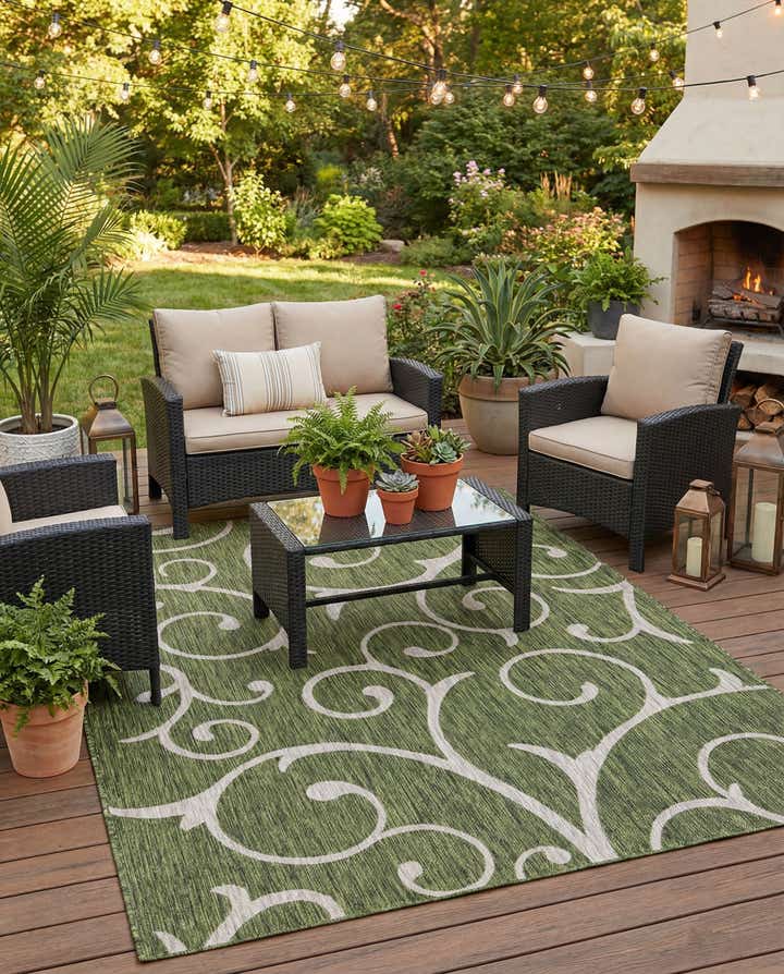 7' x 10' Easy-Clean Botanical Indoor / Outdoor Rug