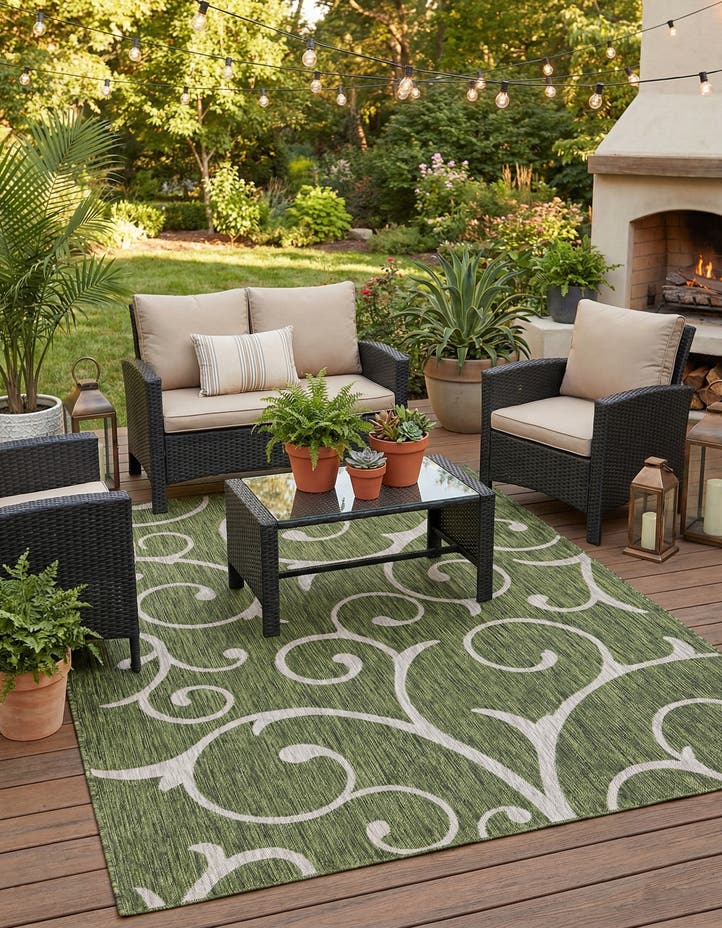 7' x 10' Easy-Clean Botanical Indoor / Outd...