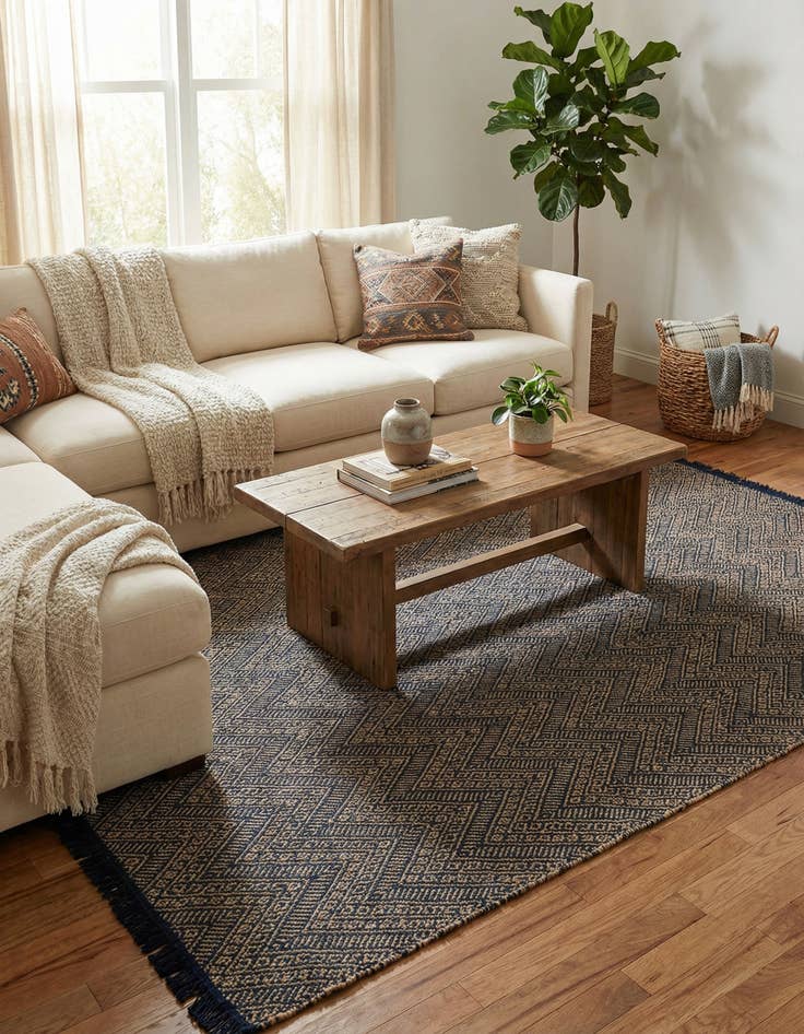 Detail image of 10' x 14' 1  Hand Braided Jute Rug