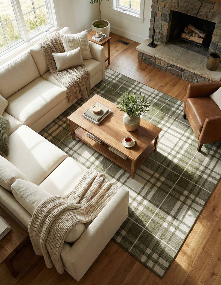 Detail image of  7' 10 x 7' 10  Washable Checkered Indoor / Outdoor Square Rug