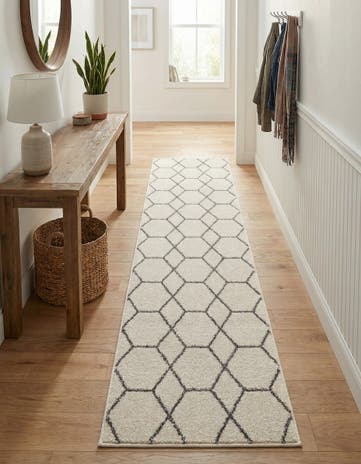 Ivory Lattice Frieze Runner Rug