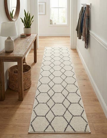 Ivory Lattice Frieze Runner Rug