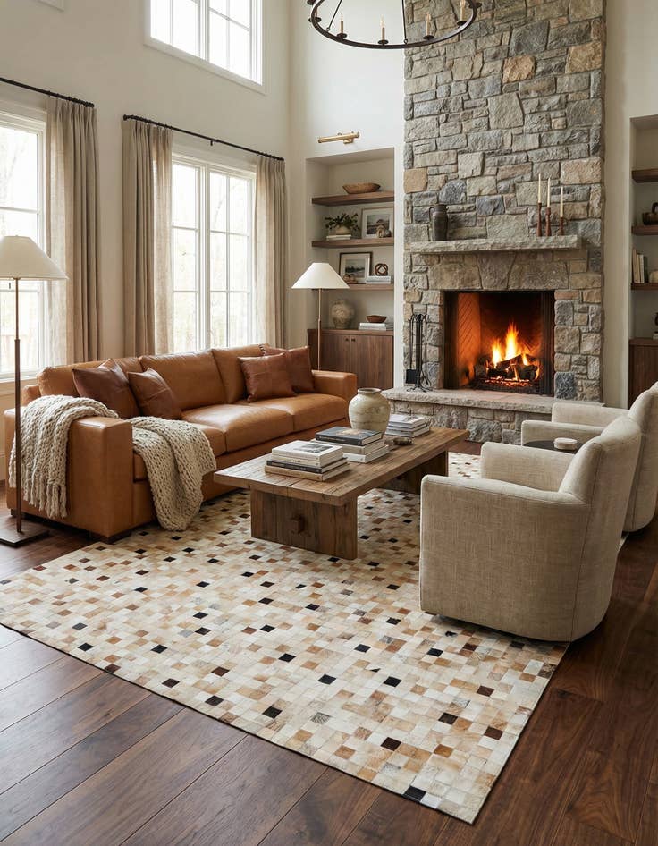 Detail image of  8' 2 x 9' 11 Cowhide Stocks Rug