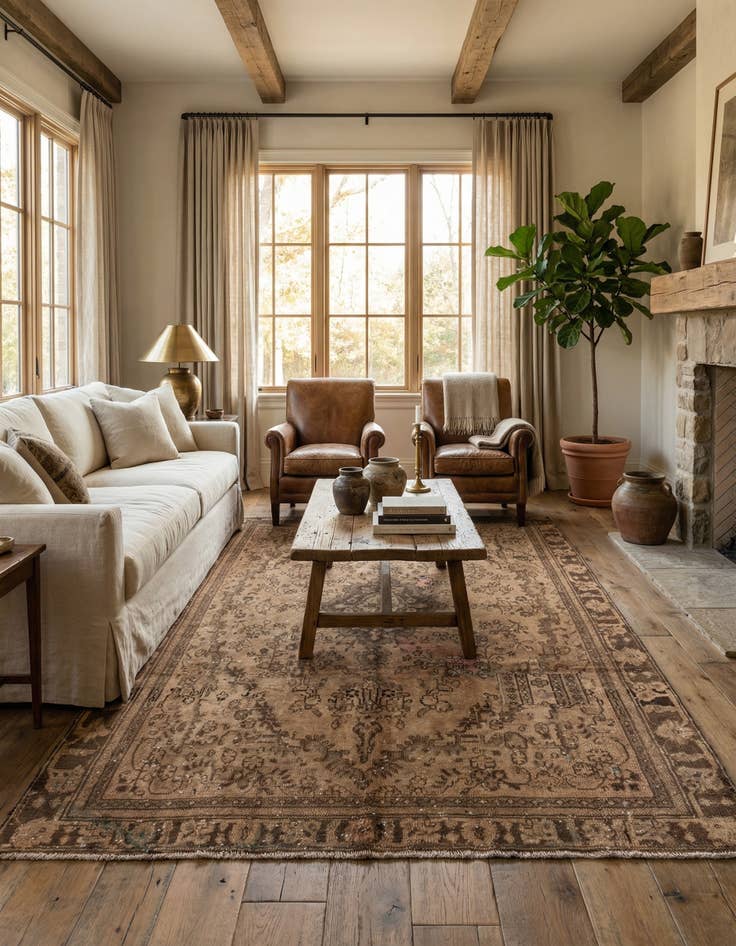 Detail image of 6' 6 x 9' 5  Hand Knotted Ultra Vintage Persian Wool Rug