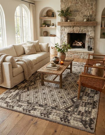 6' 9 x 10' 3 Hand Woven Kilim Maymana Wool Rug